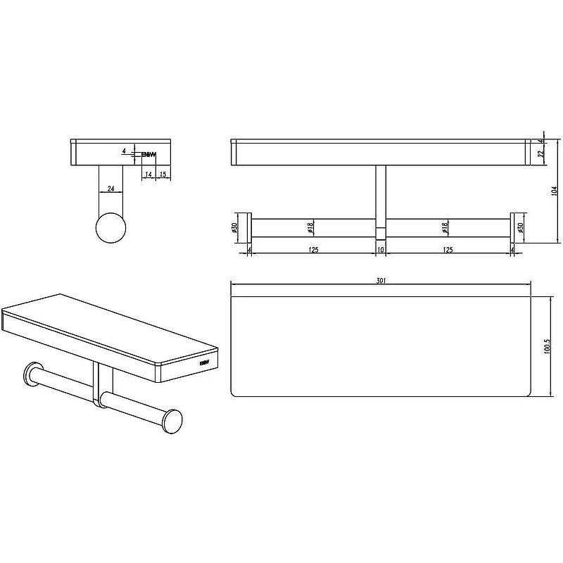 Держатель туалетной бумаги Black&White Gravity GA-9622GM 9622GM двойной Gun Metal