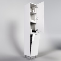 Шкаф пенал Style Line Марелла 30 Люкс Plus СС-00002419 с бельевой корзиной Белый глянец антискрейтч МДФ / ЛДСП