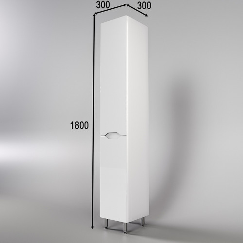 Шкаф пенал Style Line Марелла 30 Люкс Plus СС-00002419 с бельевой корзиной Белый глянец антискрейтч МДФ / ЛДСП