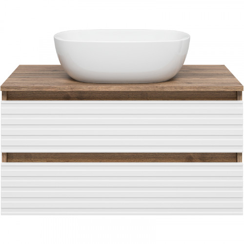 Тумба под раковину Brevita Dakota 80 DAK-09080-19/01-2Я подвесная Белая матовая Дуб Галифакс олово МДФ / ЛДСП