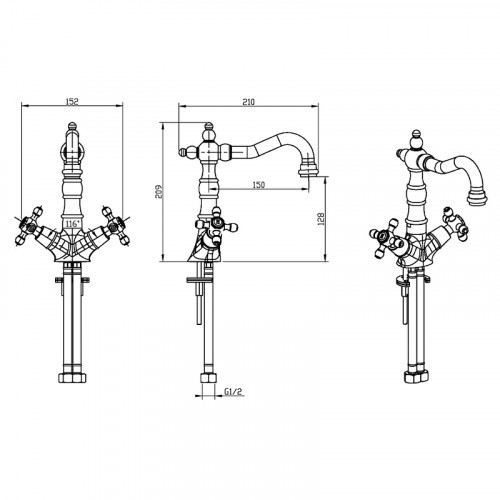 Смеситель для раковины Boheme Medici Presente 312 Бронза латунь