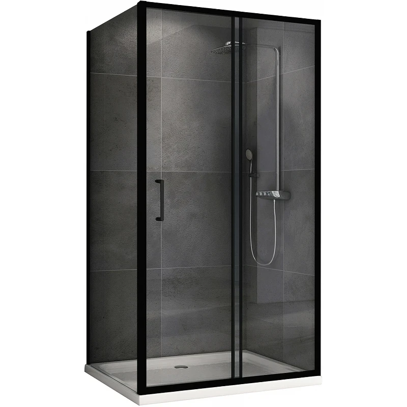 Душевой уголок Abber Schwarzer Diamant 140x50 AG30140B5-S50B5 профиль Черный стекло прозрачное
