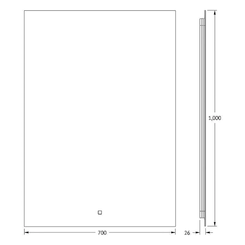 Зеркало Defesto Glow 70х100 DF 2509S с подсветкой 32W-4500К/с фацетом/Сенсорный выключатель/Нейтральный белый свет