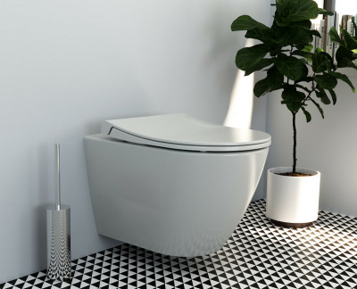 Комплект унитаза с инсталляцией Vitra Sanibelle 9878B003-7200 с сиденьем Микролифт и клавишей смыва Хром глянцевый фарфор подвесной