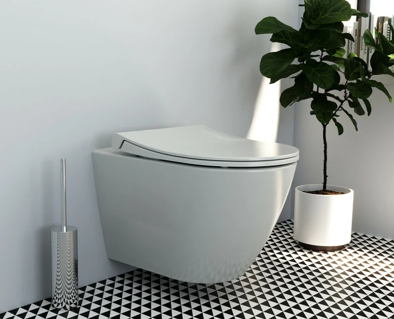 Комплект унитаза с инсталляцией Vitra Sanibelle 9878B003-7200 с сиденьем Микролифт и клавишей смыва Хром глянцевый фарфор подвесной