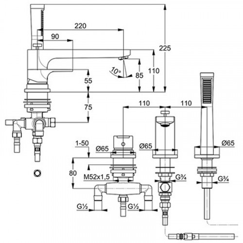 Смеситель на борт ванны Kludi Zenta SL 484480565 Хром латунь