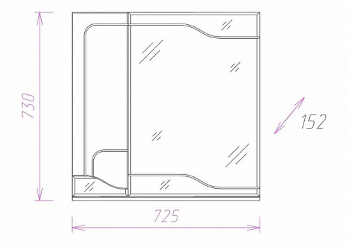 Зеркало со шкафом Onika Веронэлла 75.00 L 207521 Белое МДФ / ЛДСП, стекло