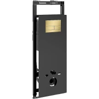 Инсталляция WasserKRAFT Salm 27TLT.010.ME.BL.MG04 для унитаза Черное стекло с клавишей смыва Золото матовое