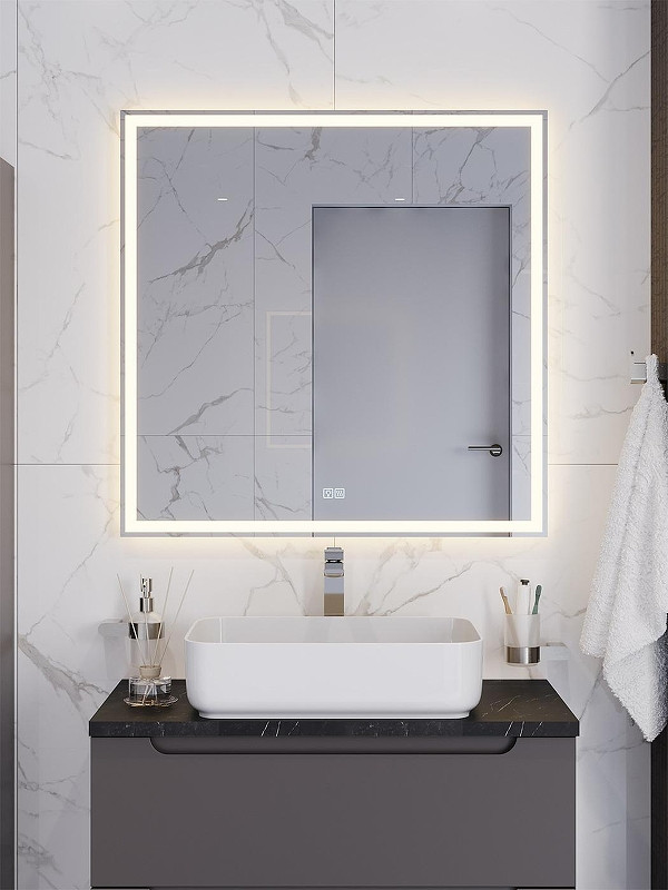 Зеркало BelBagno 80 SPC-GRT-800-800-LED-3000K-TCH-WARM с подсветкой с сенсорным выключателем и подогревом