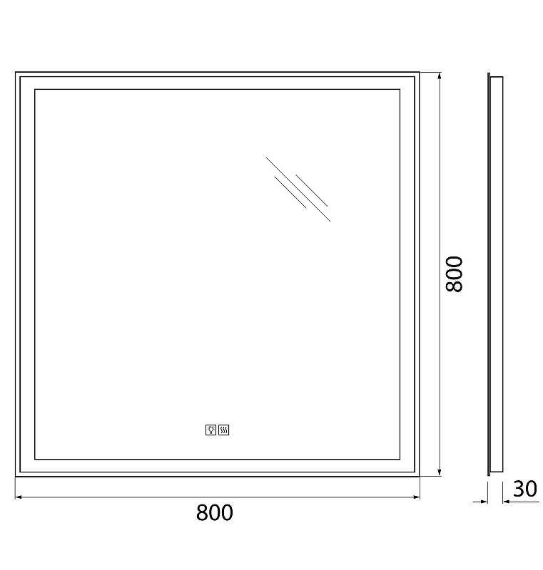 Зеркало BelBagno 80 SPC-GRT-800-800-LED-3000K-TCH-WARM с подсветкой с сенсорным выключателем и подогревом