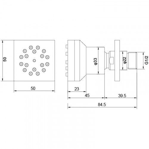 Боковая форсунка Aquatek AQ2098MB Черная матовая латунь на стену