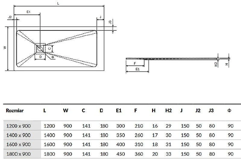 Душевой поддон из искусственного камня Excellent Arda 120x90 BREX.1503.120.090.CAN Капучино