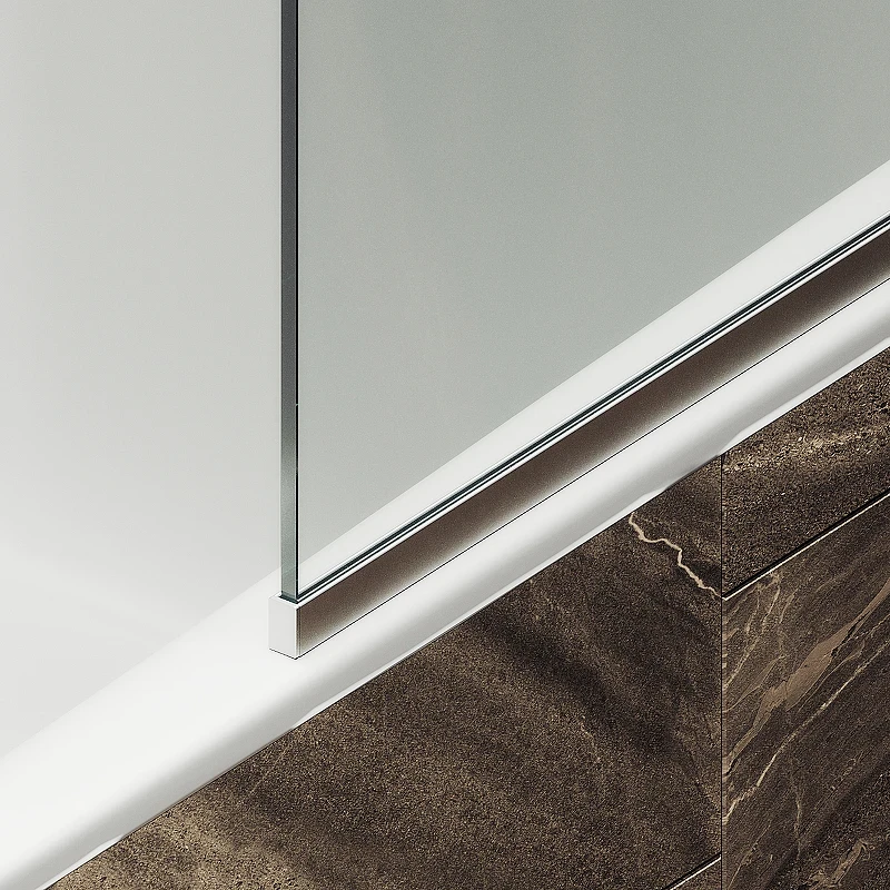 Шторка на ванну Maybah Glass MGV-154-5у 740x1400 в узком профиле Хром матовый стекло прозрачное