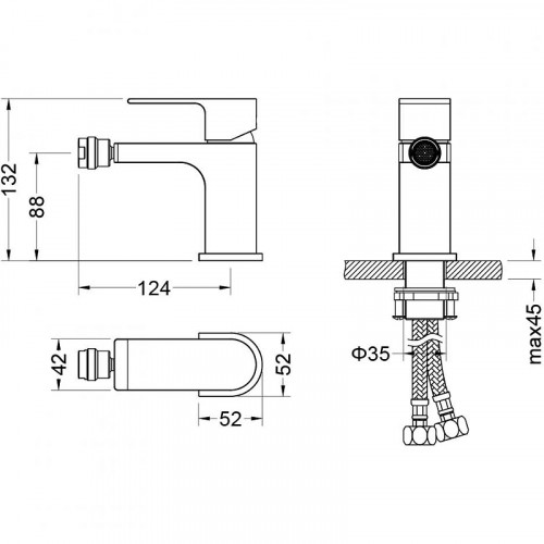 Смеситель для биде Aquatek Лира AQ1418MB Черный матовый латунь