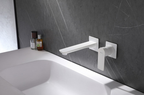 Смеситель для раковины Abber Weiss Insel AF8082FW Белый матовый латунь встраиваемый