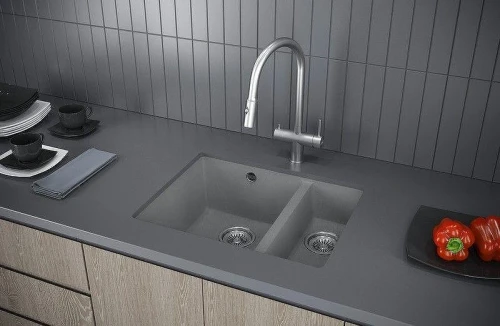 Кухонная мойка KUCHENSTERN UNDER 60-2 55,5x46 102BL10 цвет Черный