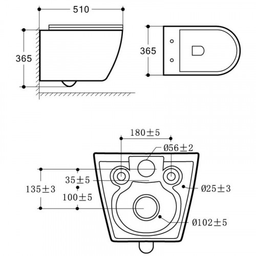 Унитаз Royce Pro RCT-150517WH подвесной с сиденьем Микролифт фаянс подвесной