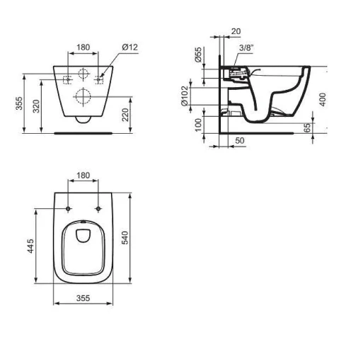 Унитаз подвесной Ideal Standard I.Life B T534701 цвет Белый без сиденья