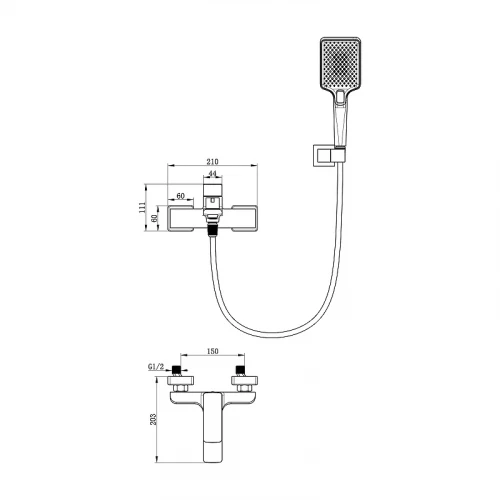 Смеситель для ванны Oliveeka D OL-639003A-MB цвет Черный матовый