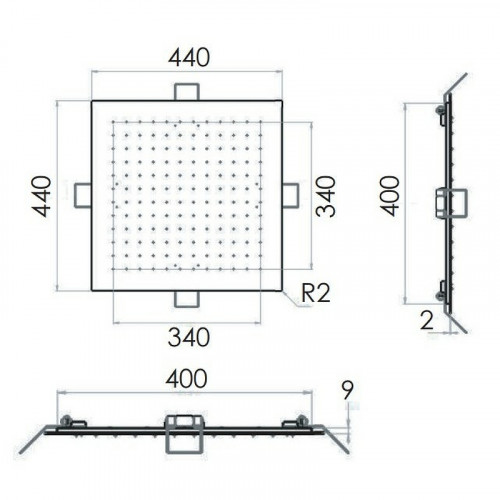 Верхний душ Remer 357EFS44NO Черный матовый нержавеющая сталь встраиваемый