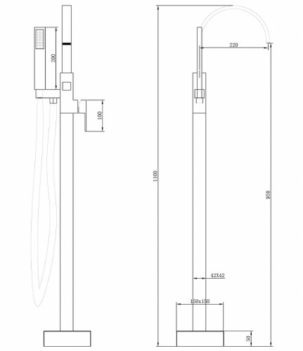 Смеситель для ванны Abber Wasserfall AF8615 Хром латунь на пол