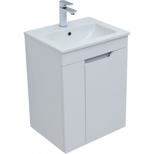 Тумба под раковину Aquanet Практика 50 330451 подвесная Белая матовая МДФ / ЛДСП