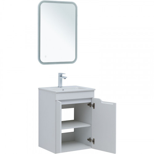 Тумба под раковину Aquanet Практика 50 330451 подвесная Белая матовая МДФ / ЛДСП
