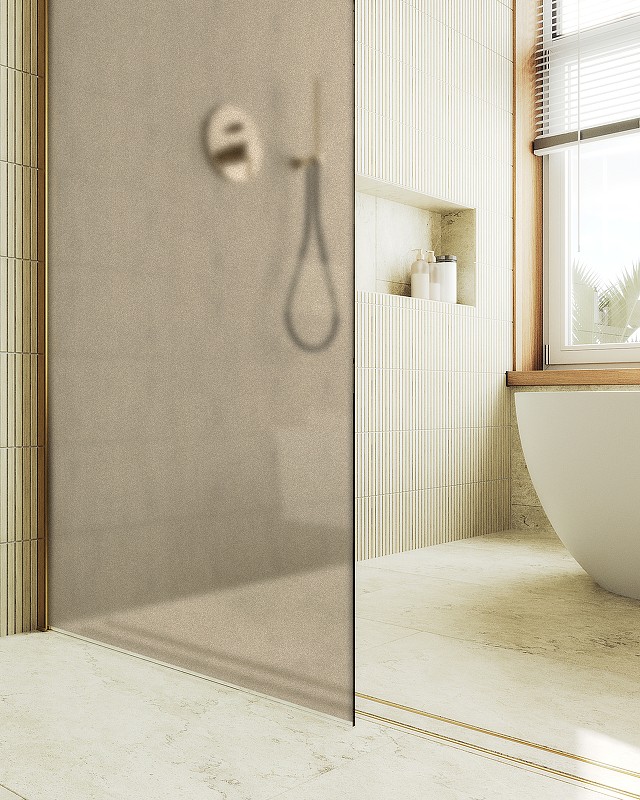 Душевая перегородка Maybah Glass MGD-679-3ш 1090x1950 в широком профиле Золото стекло бронзовое матовое