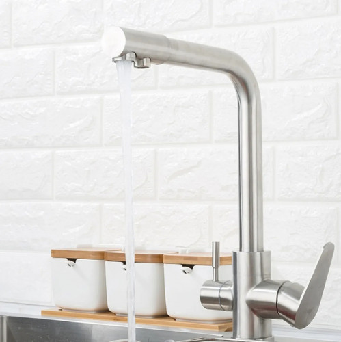 Смеситель для кухни Frap F4348 Сатин нержавеющая сталь