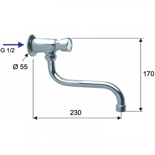 Кран для одного типа воды Remer Tempor TE53 Хром латунь на стену