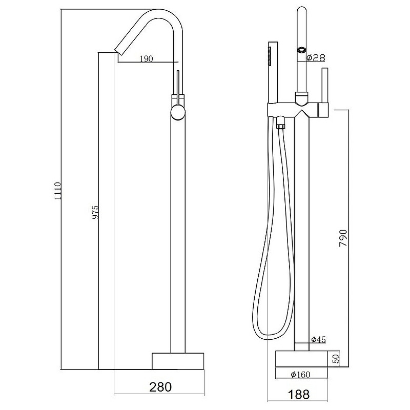 Смеситель для ванны Bond Circle B05-4900 Хром латунь на пол