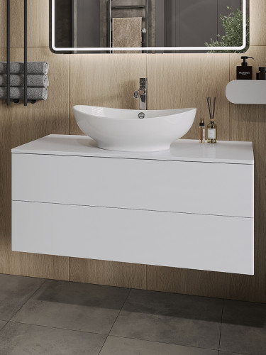 Тумба под раковину Orange Otto Ot-100TuMDF подвесная Белый глянцевый МДФ / ЛДСП