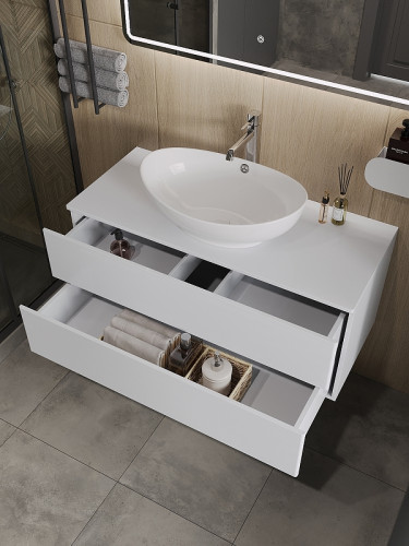 Тумба под раковину Orange Otto Ot-100TuMDF подвесная Белый глянцевый МДФ / ЛДСП