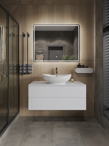 Тумба под раковину Orange Otto Ot-100TuMDF подвесная Белый глянцевый МДФ / ЛДСП