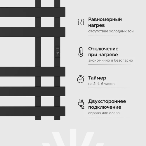 Электрический полотенцесушитель EWRIKA Медея LX 70х50 4657819952899 цвет Черный