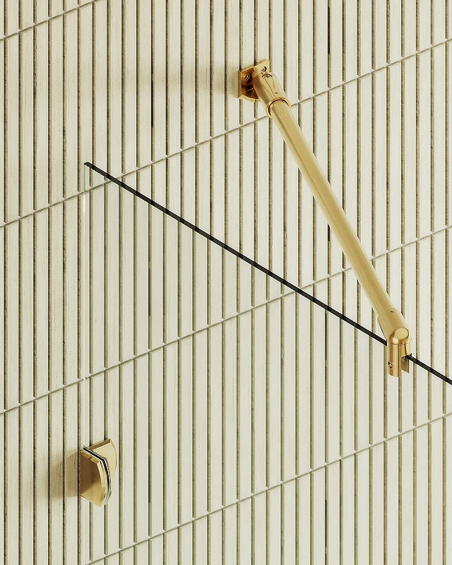 Душевая перегородка Maybah Glass MGD-261-3 990x1950 коннектор стена-стекло Золото стекло прозрачное