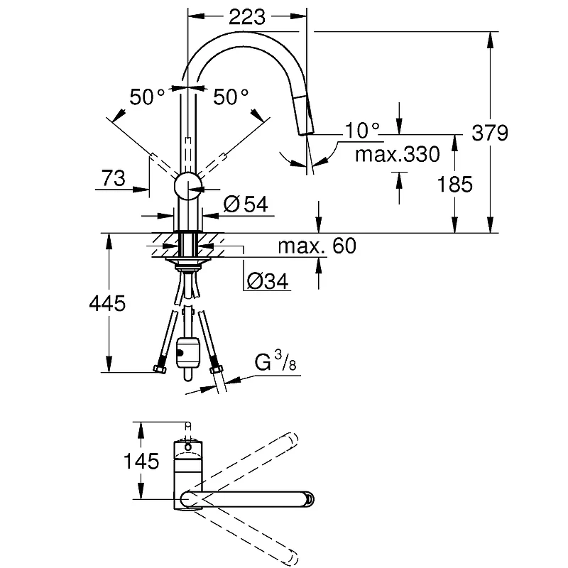 Смеситель для кухни Grohe Minta 32321002 Хром латунь