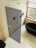 Душевая перегородка Maybah Glass MGD-735-3у 890x1950 в узком профиле Золото стекло графитовое