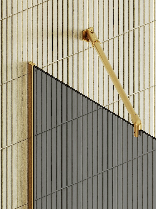 Душевая перегородка Maybah Glass MGD-735-3у 890x1950 в узком профиле Золото стекло графитовое