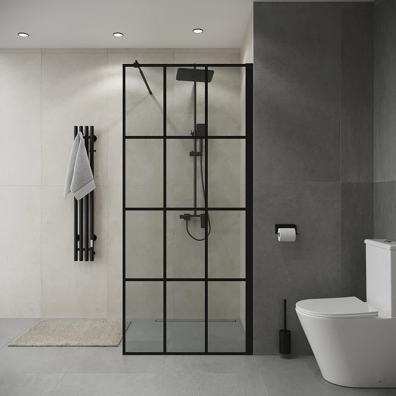 Душевая перегородка Niagara Eco 90 NG-552-90BLACK профиль цвет Черный матовый стекло прозрачное