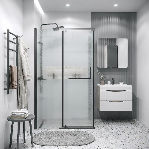 Душевой уголок Grossman Pragma 110х80 120.K33.03.1180.21.02 профиль Черный матовый стекло шиншилла