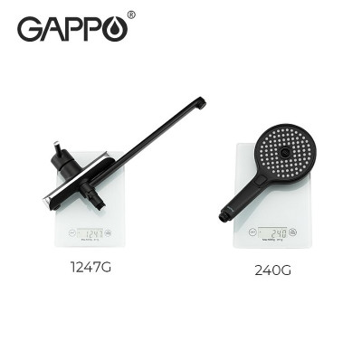 Смеситель для ванны Gappo G03-6 G2203-6 универсальный Черный матовый Хром латунь на стену