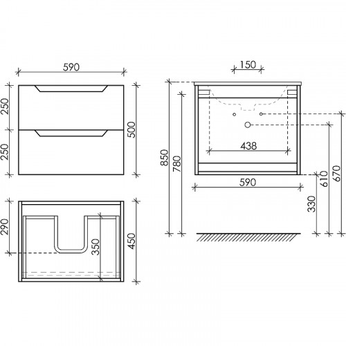 Тумба под раковину Sancos Norma 2.0 60 NR2.060W подвесная Белый глянец МДФ / ЛДСП