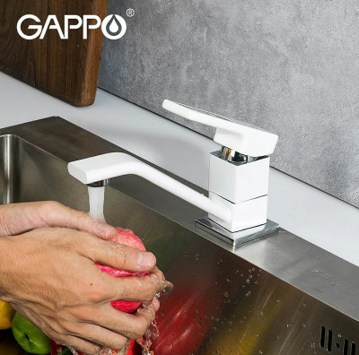 Смеситель для кухни Gappo G17-8 G4517-8 Белый латунь