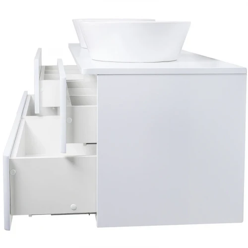 Тумба с раковиной Orange Otto 130 Ot-130TuMDF+B08-360W подвесная Белый глянец МДФ / ЛДСП