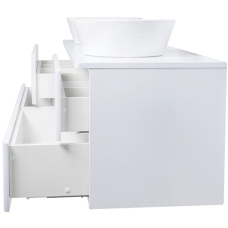 Тумба с раковиной Orange Otto 130 Ot-130TuMDF+B08-360W подвесная Белый глянец МДФ / ЛДСП