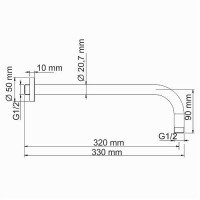 Кронштейн для верхнего душа WasserKRAFT A097 Хром матовый латунь на стену