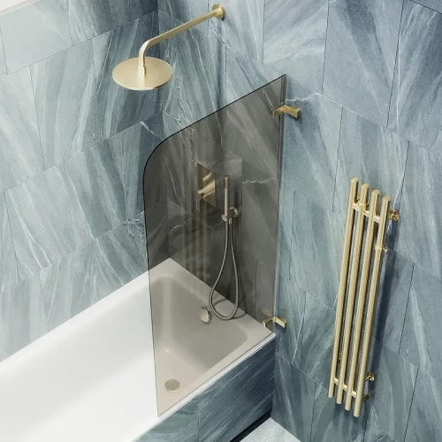 Шторка для ванны Maybah Glass MGV-646-3 405х1400 поворотная на петлях Золото стекло бронзовое