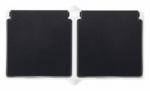 Блок с розетками влагозащищенными с заземлением и крышкой Arte Milano am-309 309.40-2.grey