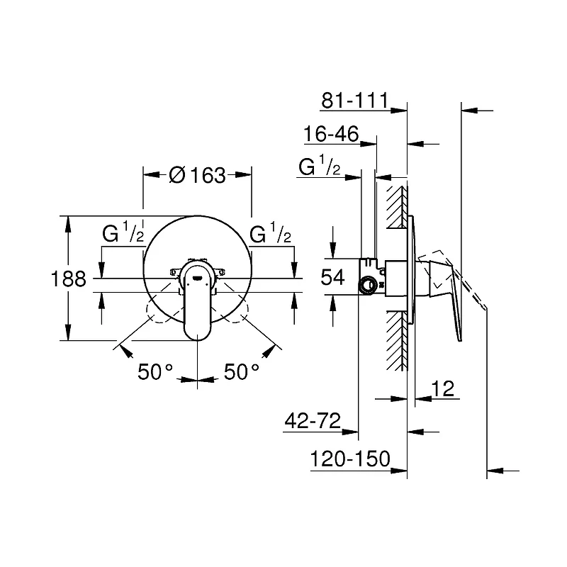 Смеситель для душа Grohe Eurosmart Cosmopolitan 32880000 Хром латунь встраиваемый